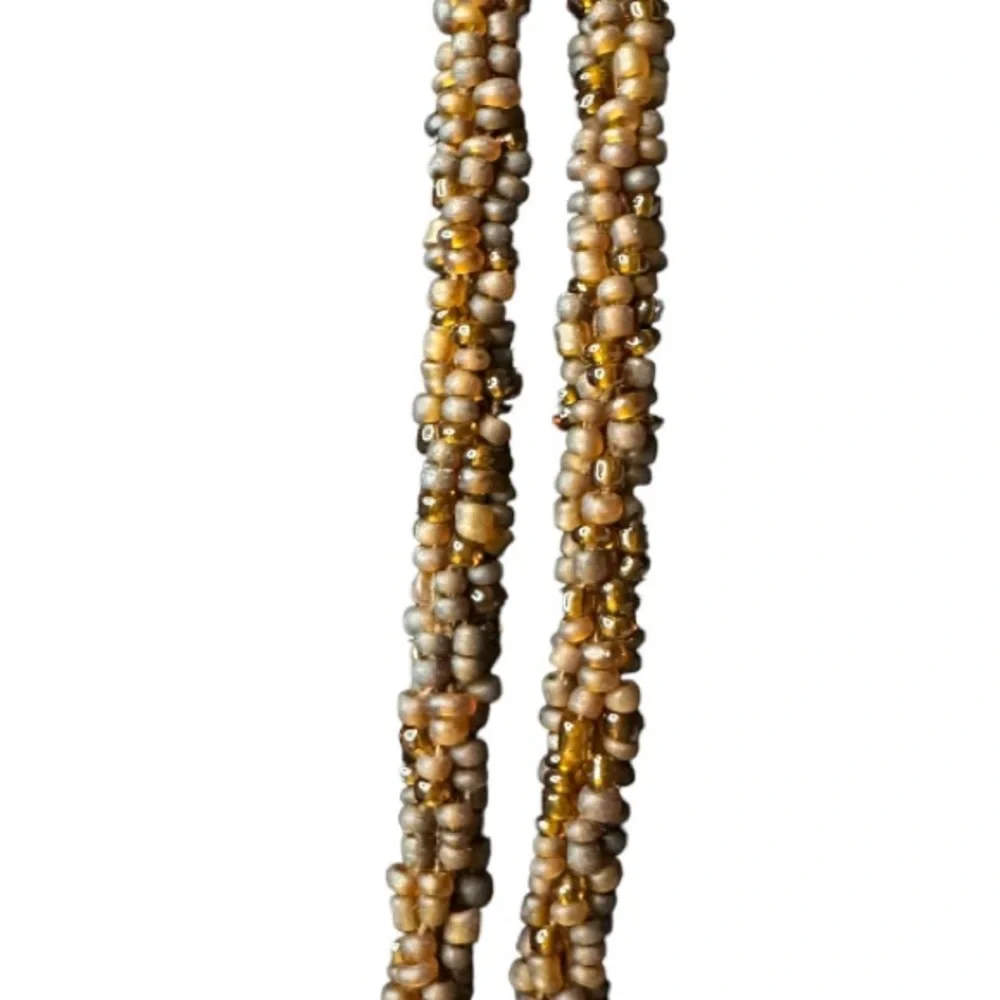 Coldwater Creek Brown Seed Bead Necklace with Carved Pendant